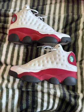 White and Red Retro Basketball Sneakers